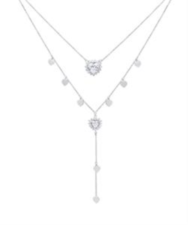 Colar-Y Heart Majestic – Cascata em Prata Esterlina 925 com Zircónias