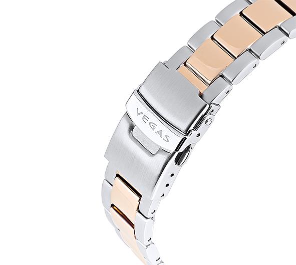 Relógio de Pulso Feminino — Elegância Bicolor em Aço Inoxidável