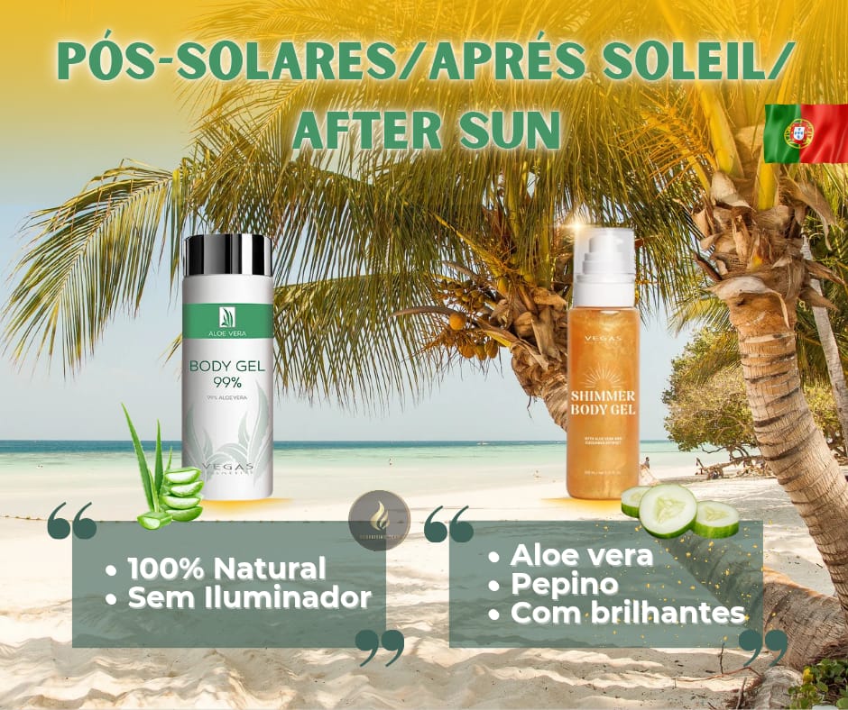 Gel Aloe Vera 99% 🌿 Hidratação + Pós-Sol + Reparação da Pele