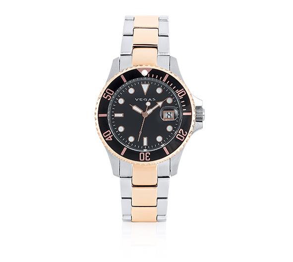 Relógio de Pulso Feminino — Elegância Bicolor em Aço Inoxidável