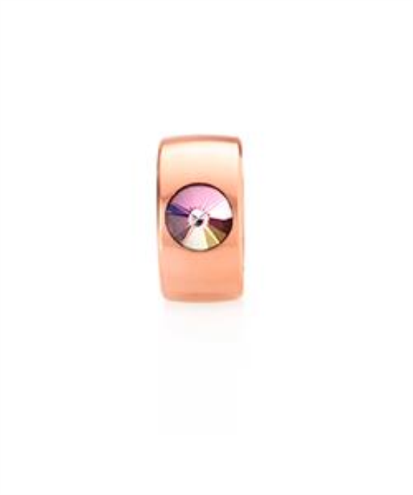 Anel Aço Inox — Banho Ouro Rosa com Cristal Swarovski 10mm (Modelo 2371)