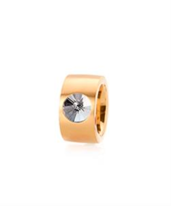 Anel Aço Inox — Banho Ouro Amarelo com Cristal Swarovski 10mm (Modelo 2372)