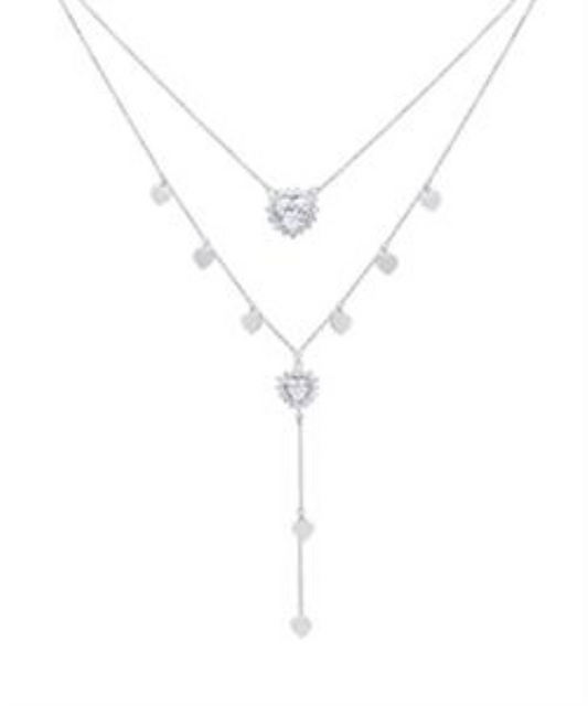 Colar-Y Heart Majestic – Cascata em Prata Esterlina 925 com Zircónias