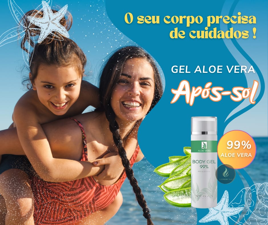 Gel Aloe Vera 99% 🌿 Hidratação + Pós-Sol + Reparação da Pele
