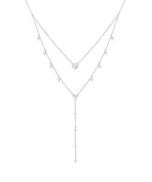 Colar-Y Heart Minimal – Cascata Delicada em Prata Esterlina 925