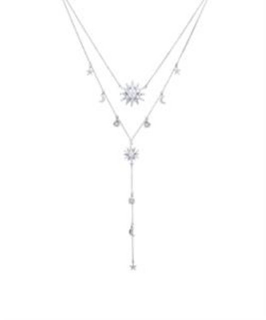 Colar-Y Celestial Star – Lua & Sol em Prata Esterlina 925